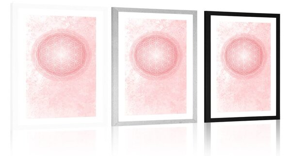 Plakat z passepartout Mandala w delikatnych tonach
