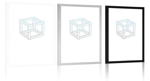 Plakat z passepartout minimalistyczna kostka
