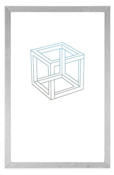 Plakat z passepartout minimalistyczna kostka