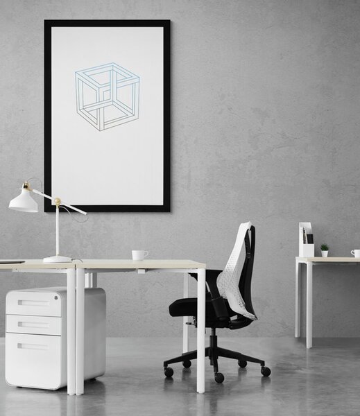 Plakat z passepartout minimalistyczna kostka