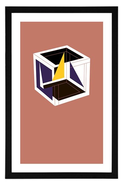 Plakat z passepartout kolorowa kostka
