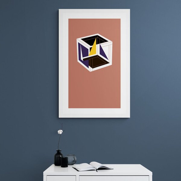 Plakat z passepartout kolorowa kostka