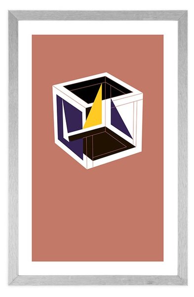 Plakat z passepartout kolorowa kostka