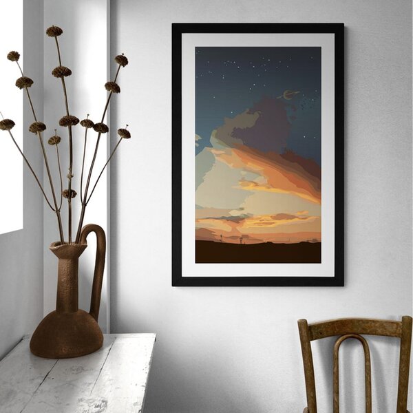 Plakat z passepartout magiczna noc w przyrodzie