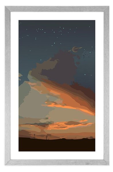 Plakat z passepartout magiczna noc w przyrodzie