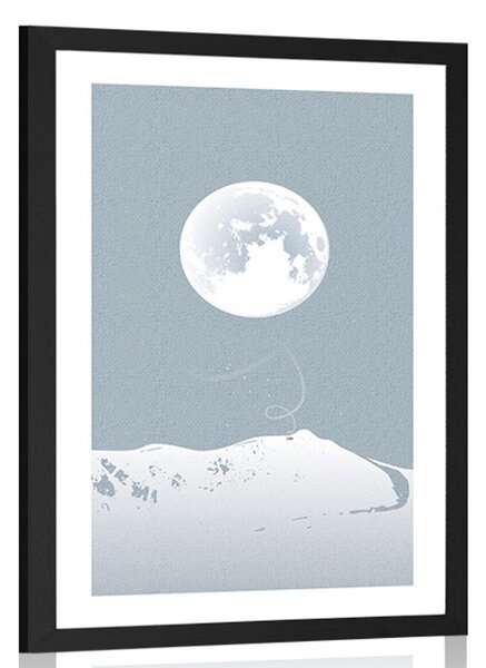 Plakat z passepartout pełnia księżyca