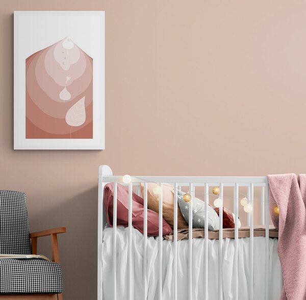 Plakat z passepartout liście wiejące na wietrze