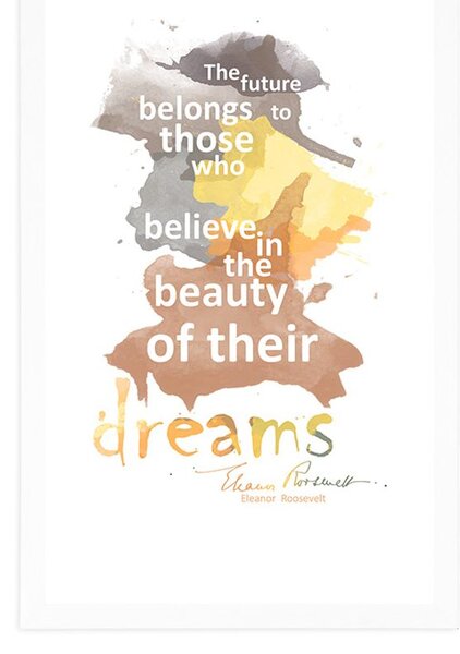 Plakat z passepartout motywacyjny cytat o snach - Eleanor Roosevelt