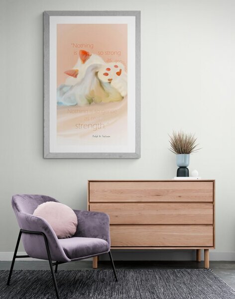 Plakat z passepartout cytat o sile i subtelności