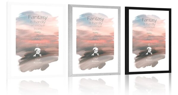 Plakat z passepartout cytat o fantazji - Lloyd Alexander