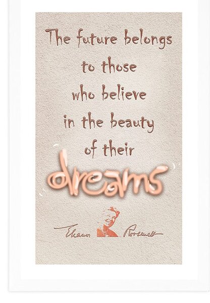 Plakat z passepartout motywacyjny cytat o marzeniach - Eleanor Roosevelt