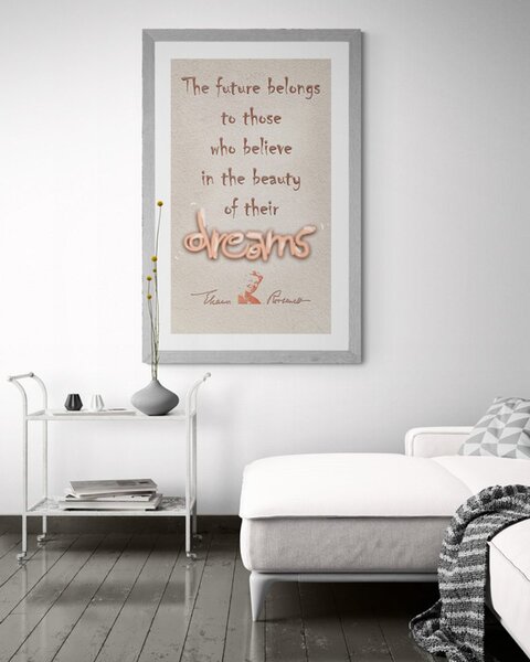 Plakat z passepartout motywacyjny cytat o marzeniach - Eleanor Roosevelt
