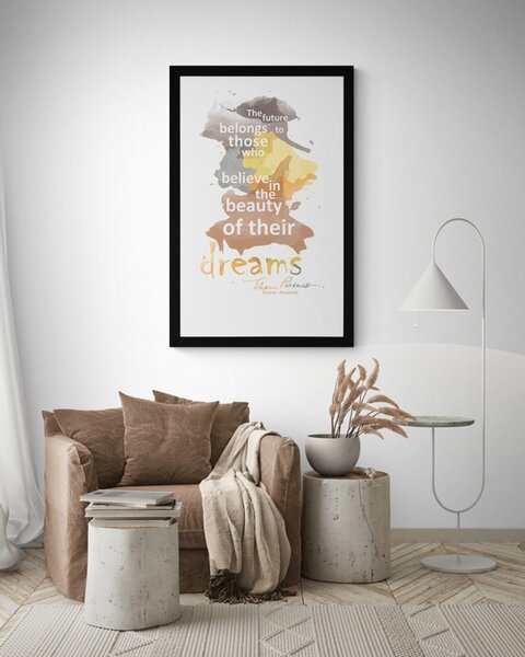 Plakat z passepartout motywacyjny cytat o snach - Eleanor Roosevelt