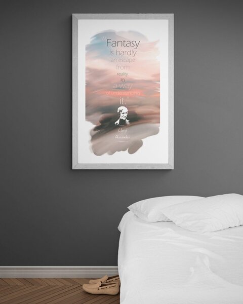 Plakat z passepartout cytat o fantazji - Lloyd Alexander