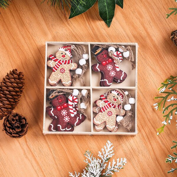 Zestaw świątecznych ozdób drewnianych GINGERBREAD, 12 szt