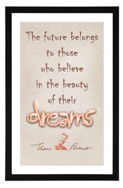 Plakat z passepartout motywacyjny cytat o marzeniach - Eleanor Roosevelt