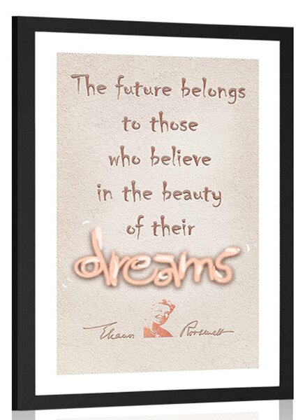 Plakat z passepartout motywacyjny cytat o marzeniach - Eleanor Roosevelt