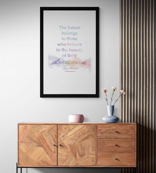 Plakat z passepartout i motywacyjnym cytatem - Eleanor Roosevelt