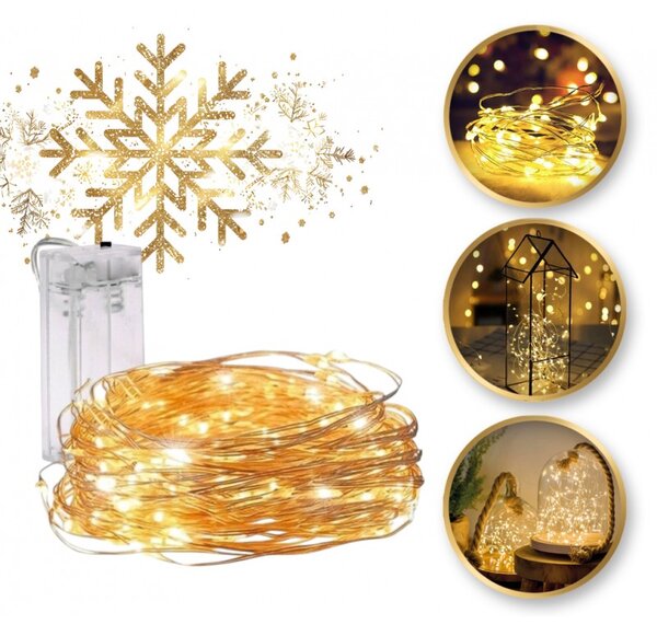 Świąteczny łańcuch świetlny 20 diod LED, ciepła biel