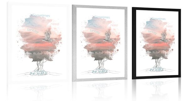 Plakat passepartout motywacyjny cytat o fantazji