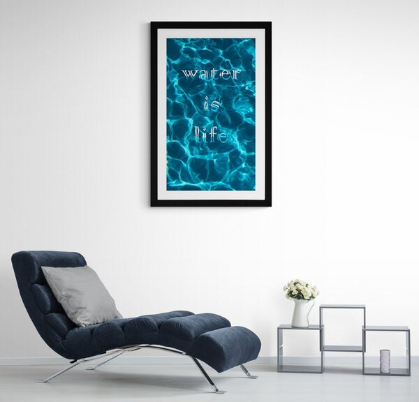 Plakat passepartout i napisem- Water is life