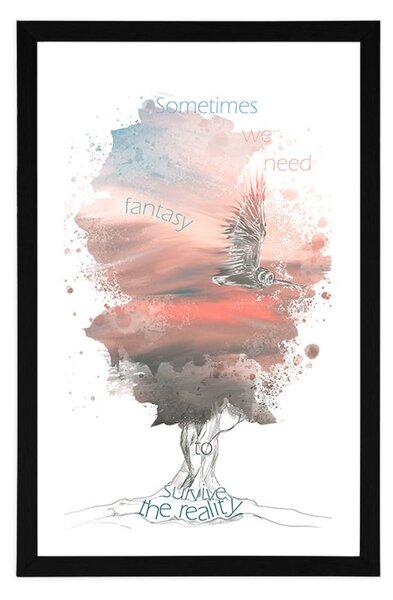 Plakat passepartout motywacyjny cytat o fantazji