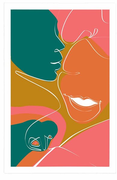 Plakat szczęśliwa para w pastelowych kolorach