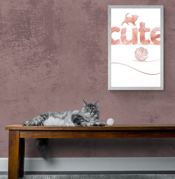 Plakat kot z napisem Cute