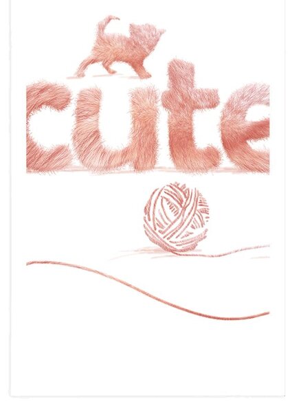 Plakat kot z napisem Cute