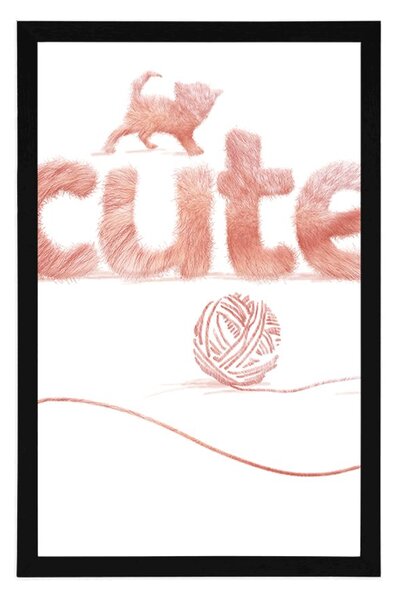 Plakat kot z napisem Cute