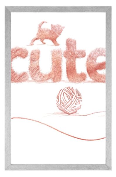Plakat kot z napisem Cute