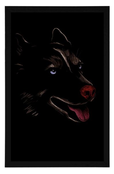 Plakat wilk w nocnym krajobrazie