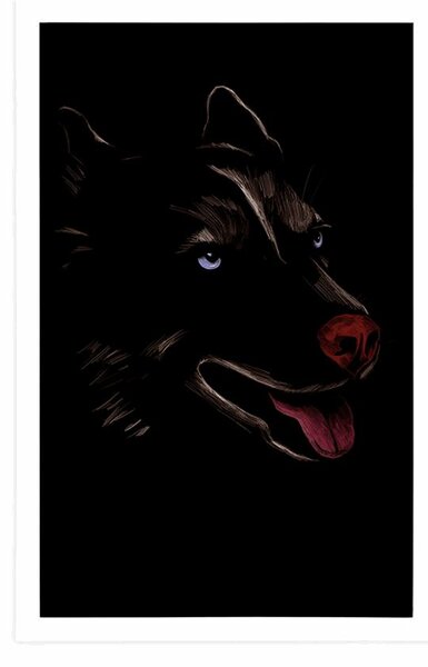 Plakat wilk w nocnym krajobrazie