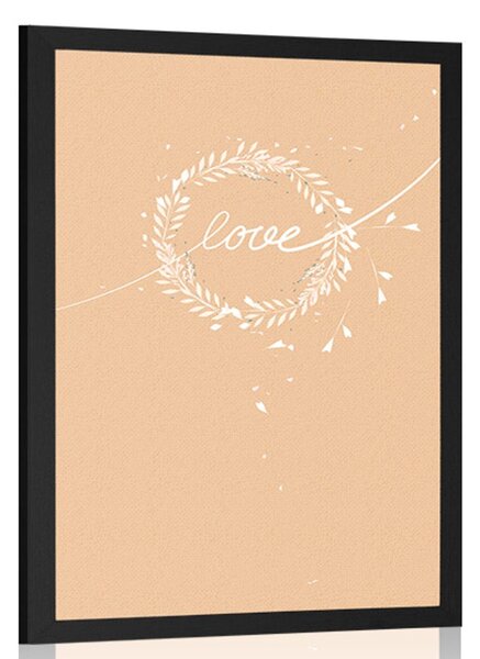 Plakat z napisem Love w minimalistycznym dizajnie