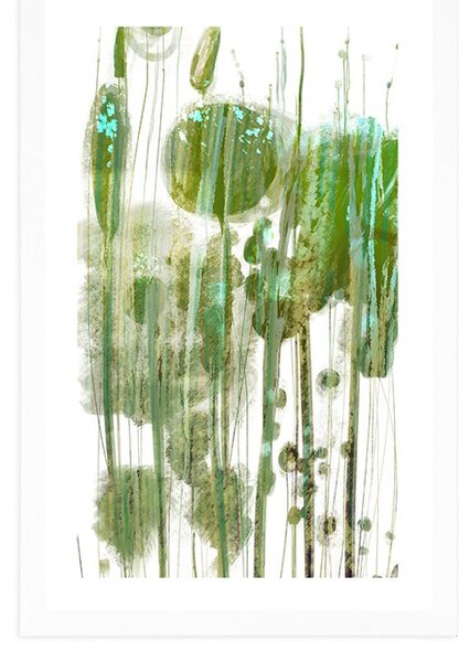 Plakat passepartout zielona abstrakcja drzew