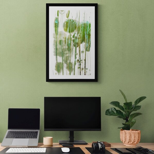 Plakat passepartout zielona abstrakcja drzew