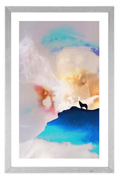 Plakat passepartout abstrakcja wycie wilka