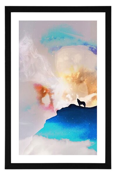 Plakat passepartout abstrakcja wycie wilka