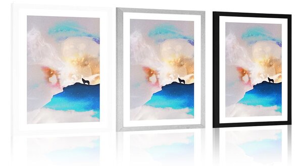Plakat passepartout abstrakcja wycie wilka