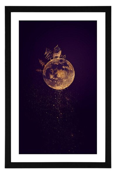 Plakat passepartout planeta wilka