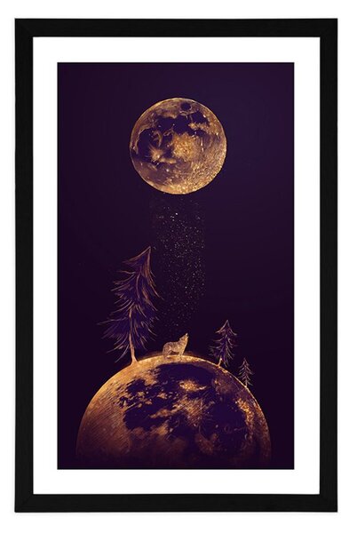 Plakat passepartout tajemniczy las w królestwie planet