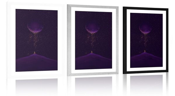Plakat passepartout fioletowa magiczna planeta