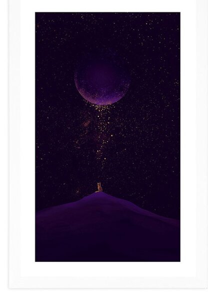 Plakat passepartout fioletowa magiczna planeta