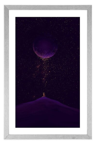 Plakat passepartout fioletowa magiczna planeta