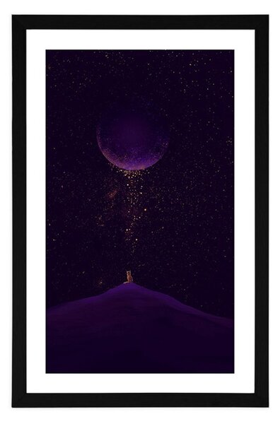 Plakat passepartout fioletowa magiczna planeta