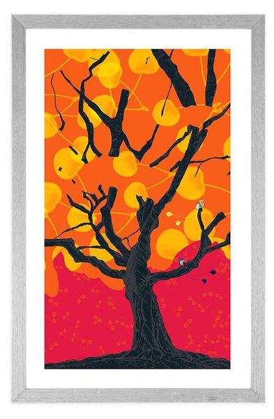 Plakat passepartout kolorowe ciekawe drzewo