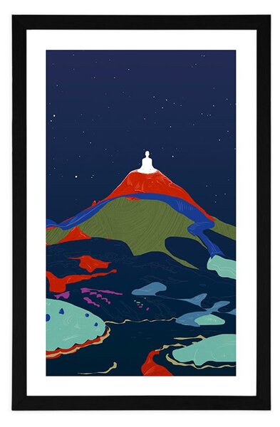 Plakat passepartout madytacja Buddy na szczycie