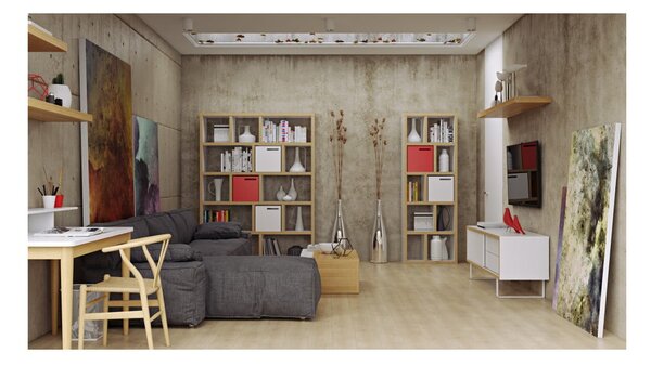 Biało-naturalny regał 70x198 cm Berlin – TemaHome