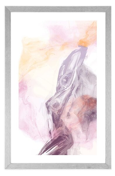 Plakat passepartout pastelowa sylwetka kobiety