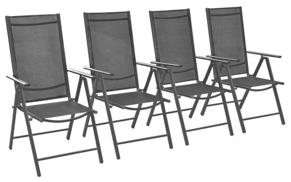 Składane krzesła ogrodowe, 4 szt., aluminium/textilene, czarne